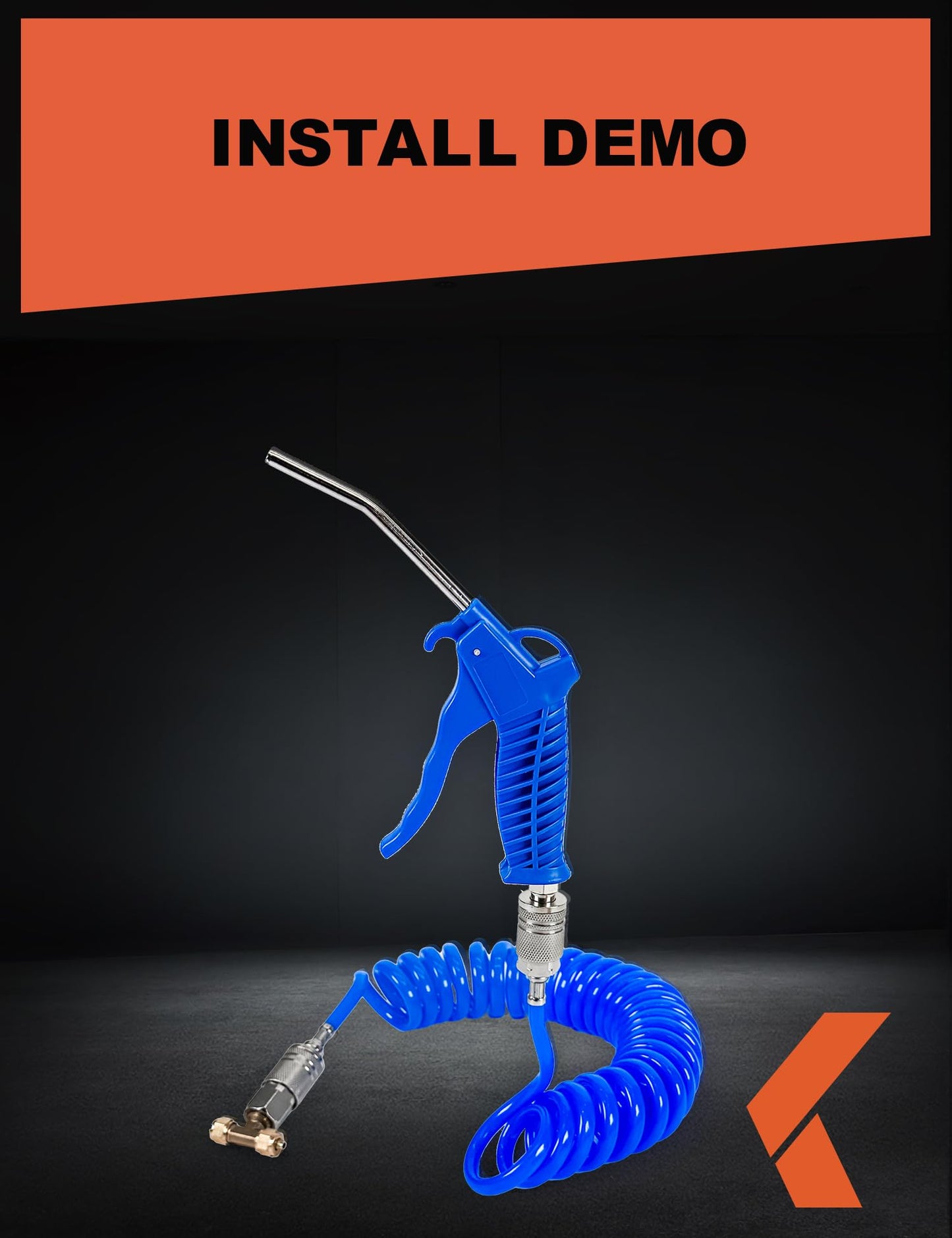 KREFINISH Air Blow Gun kit with Air Blow Gun 16ft(5 Meter) Long PU Air Hose Heavy Duty Cleaning with Long Nozzle Air Duster Blow Gun Kit for Air Compressor