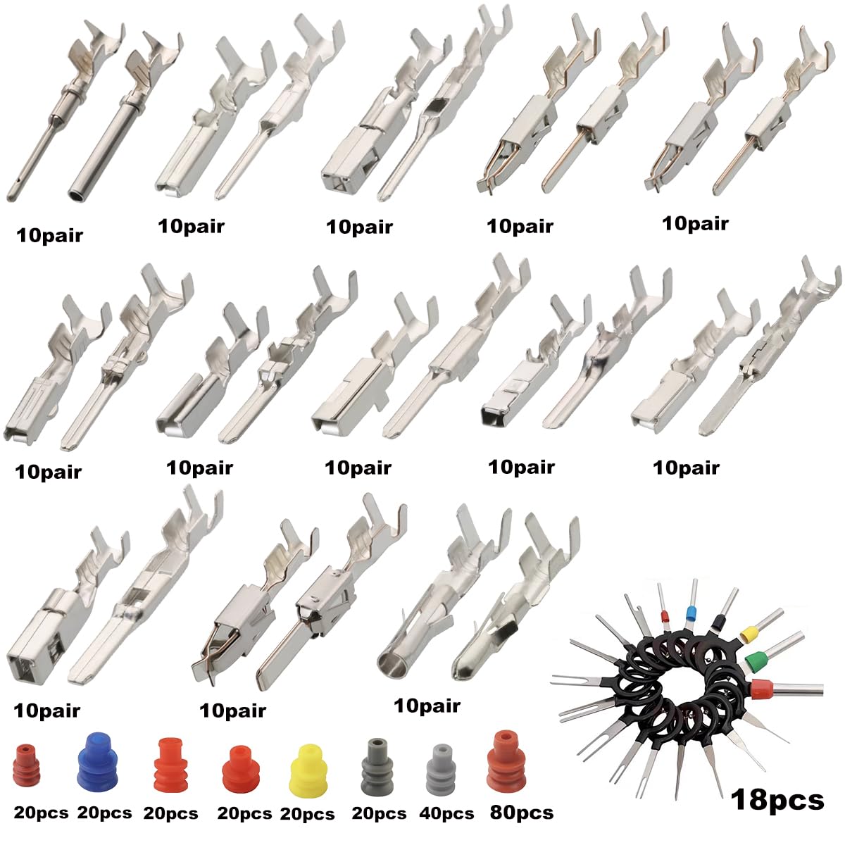 500Pcs Connector Terminal Pin Wire Harness Pins Automotive Auto Car Electrical Connector Pins Motorcycle ATV 1/1.5/1.8/2.2/2.8/3.5mm