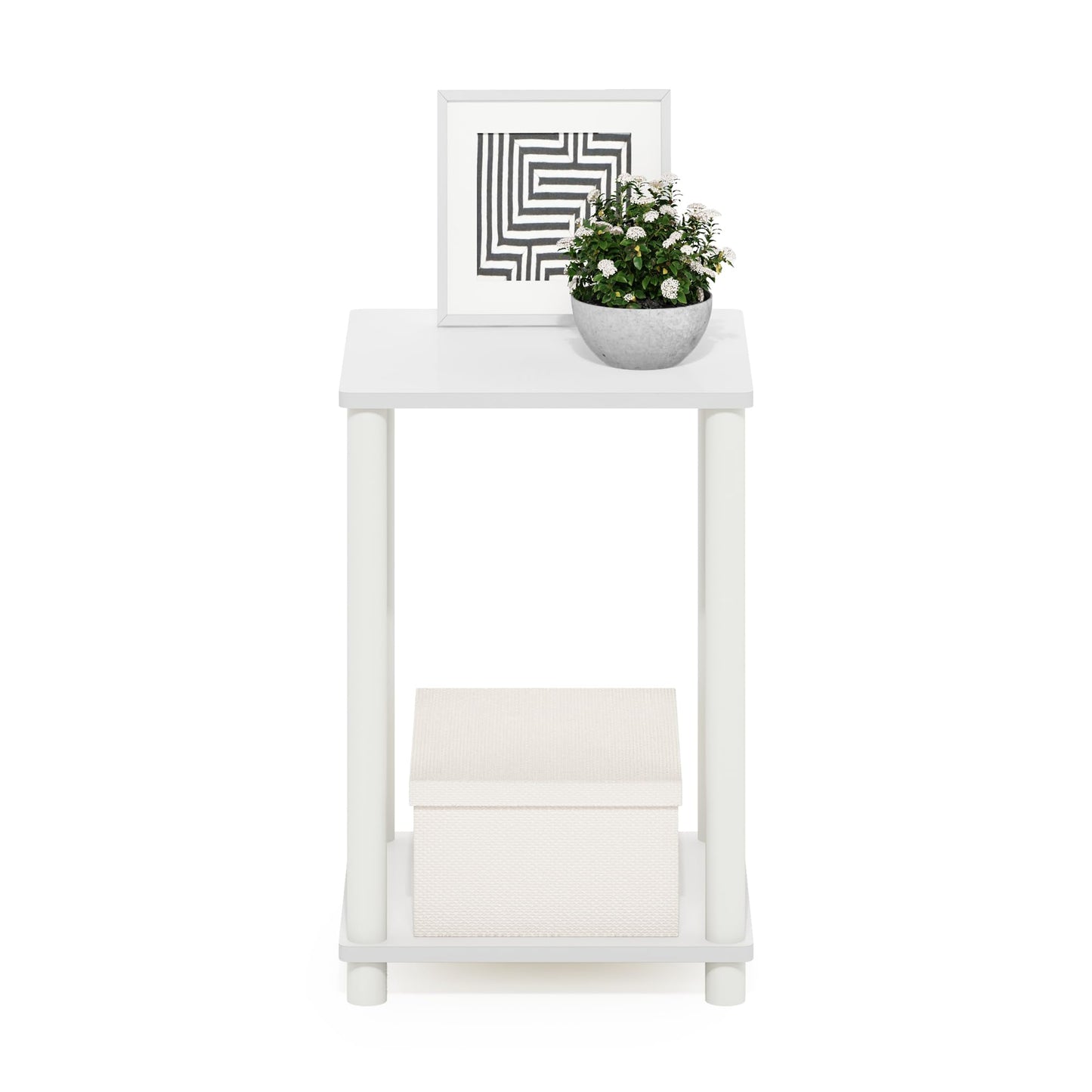 Furinno Turn-N-Tube Haydn End Table, White/White
