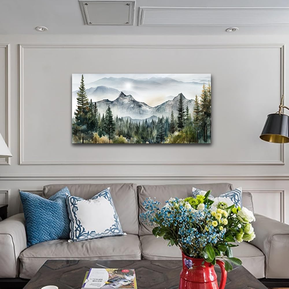 Wapluam Abstract Mountain Landscape Wall Painting Canvas Wall Art For Living Room Bedroom Wall Decor Modern Home Decor Office Wall Decorations Stretched And Framed Pictures Ready To Hang ArtWorks