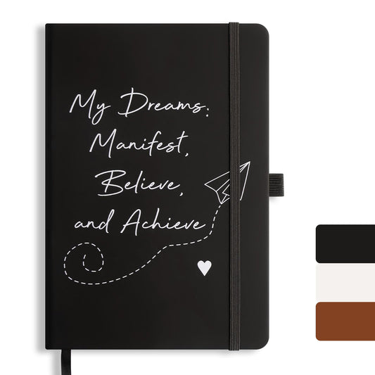 AeroBliss A5 Lined Journal Notebooks for Man, 192 Pages Leather Hardcover Notebooks, 5.7 x 8.5 inch Journaling Notebooks for Work, Writing, School, Black