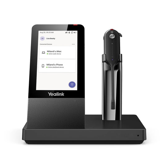 Yealink WH67 Wireless DECT Headset Upgrade,Teams Certified,Compatible with Desk Phone, PC, Mobile Phone, Office Single Ear (Mono) Bluetooth Headset, Noise Cancelling Mic,394ft Range,8H Talk Time