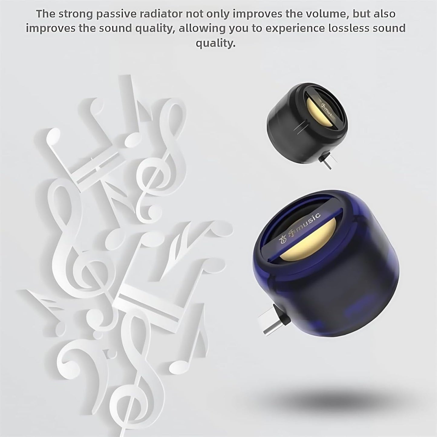 DRVLET Mini Portable Speaker, 3W Plug in Cell Phone Speaker Amplifier with Type-c Audio Interface, Plug and Play for Phone, IPad, Tablet, Smartphone (Black)