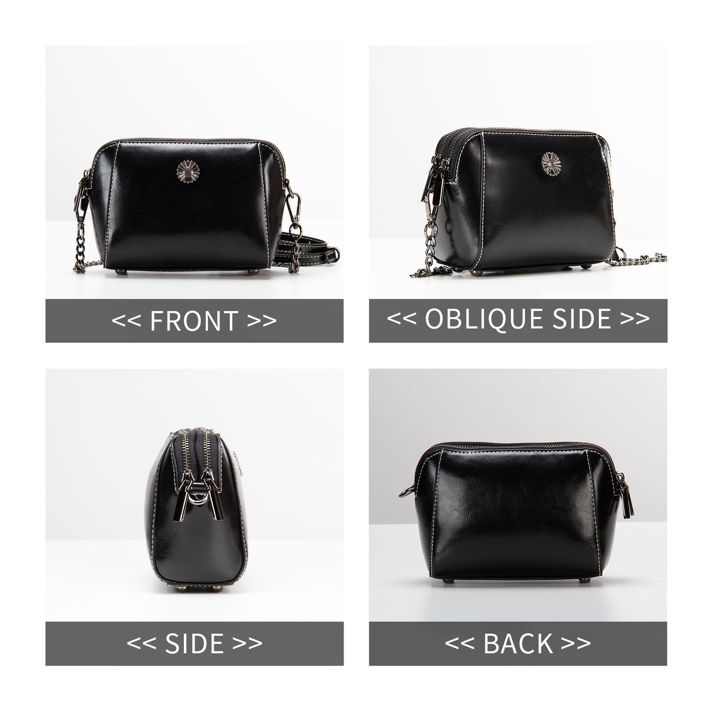 Designer Leather Small Crossbody Bags Purses for Women Cell Phone Bag Soft Women's Shoulder Handbags Gifts for Women (H-Black)