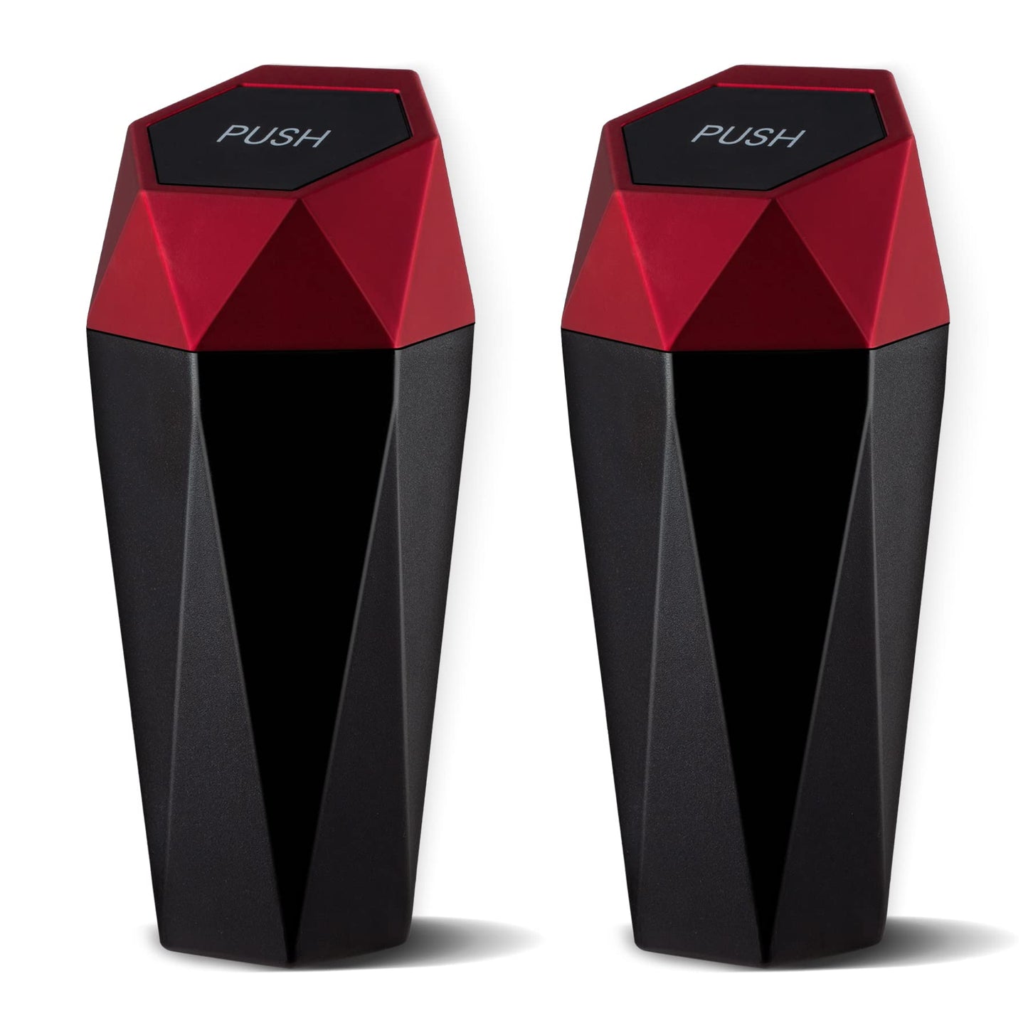 JUSTTOP Car Trash Can with Lid, Diamond Design Small Automatic Portable Trash Can, Easy to Clean, Used in Car Home Office (Black)