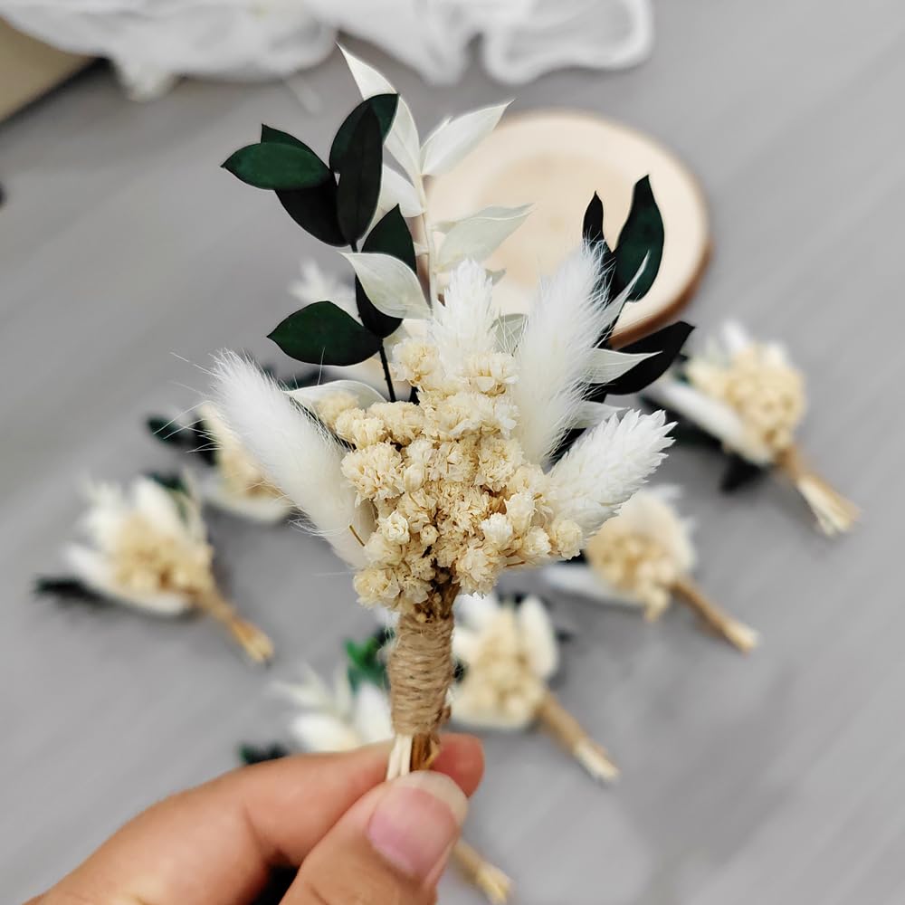 8Pcs Mini Pampas Decorative Dried Flowers Bouquet Preserve Floral for Wedding Home Decoration Christmas Halloween