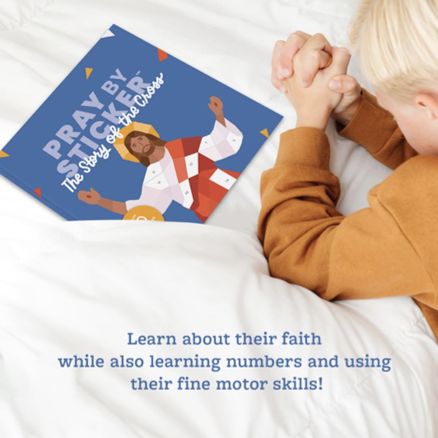 PRAY BY STICKER Book - Story of The Cross Religious Activity - Interactive Faith-Based Learning with Stickers - 9" x 9" Educational & Spiritual Book - Lent & Easter Gift