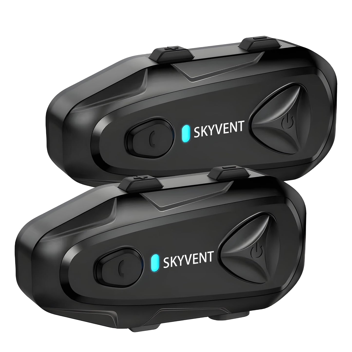 SKYVENT Q4 Motorcycle Bluetooth Communication System Headset Intercom, 4 Riders 1500m Music Sharing, FM, Noise Cancellation, IP65 Waterproof, Dual Pack (Q4)