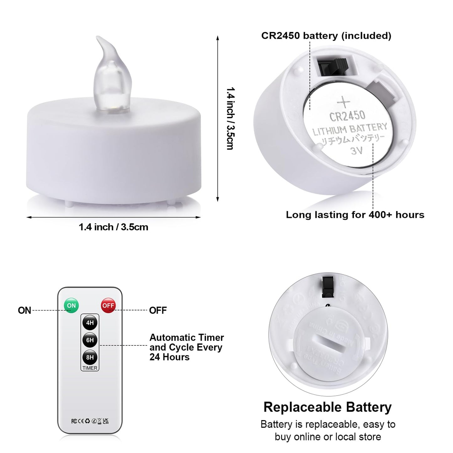 xiangpeng Tea Light Candles with Remote Control,50pack Flickering Flameless LED Candle,Long Lasting 400+Hours,Battery Operated with Timer for Home Decoration Seasonal &Festival Celebration WarmWhite