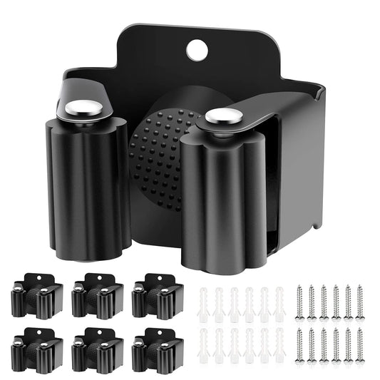 6 Pack Broom Holder Wall Mount, Stainless Steel Command Broom Holder with Screws, Mop Wall Mount Holder,Garden Tool Rack Wall Mount for Kitchen, Home, Bathroom, Garage Storage (6 Pack)