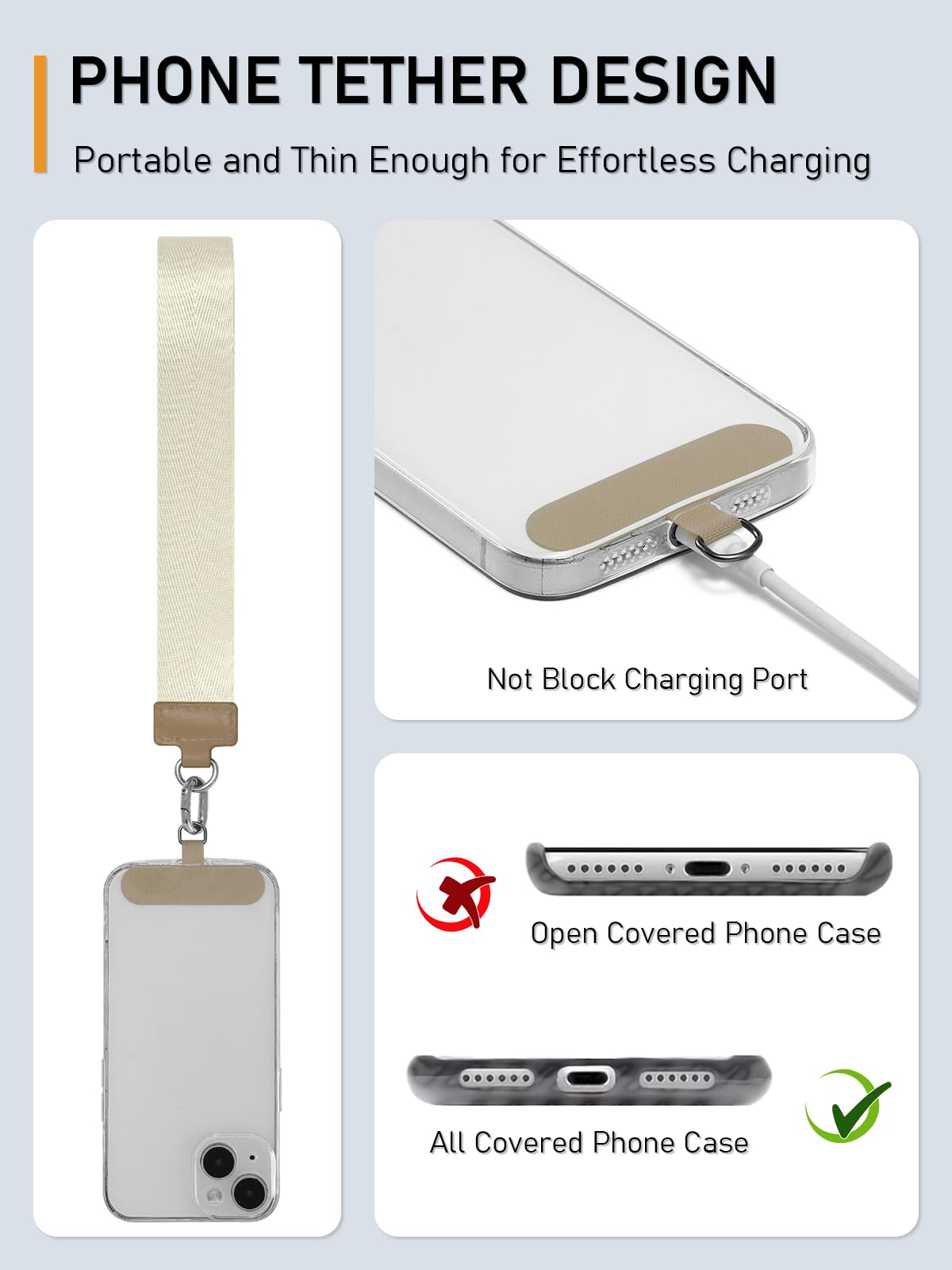 Flowston Mini Zip Around Dual Pouch Wristlet Keychain Wallet Portable Coin Purse Pouch Suitable for Women and Men with Phone Tether Tab