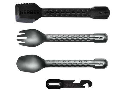Gerber Gear ComplEAT Camping Utensils Set for Outdoor Cooking, Camping Cutlery with Fork, Spoon, Tongs, Spatula and Multi-Functional Tool, Burnt Bronze
