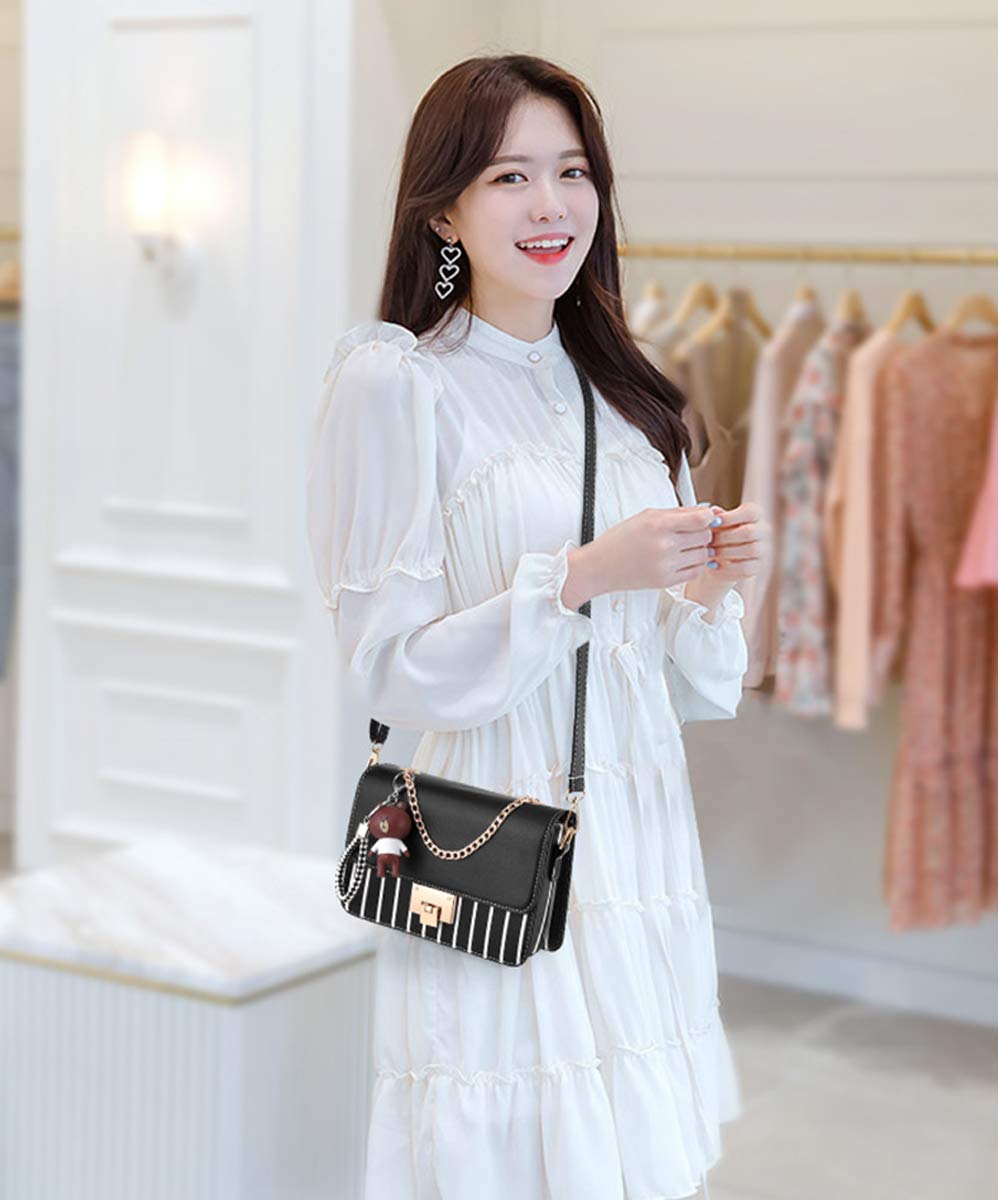 zhongningyifeng Crossbody Bag Shoulder Bag for Women Leather Small Purses Handbags Fashion With Chain Strap (plaid black)