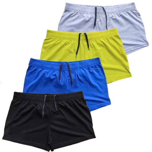 palglg Mens Bodybuilding Shorts 3 Inch Inseam Drawstring Closure Cotton PLN Black+Blue+Grey+Yellow L