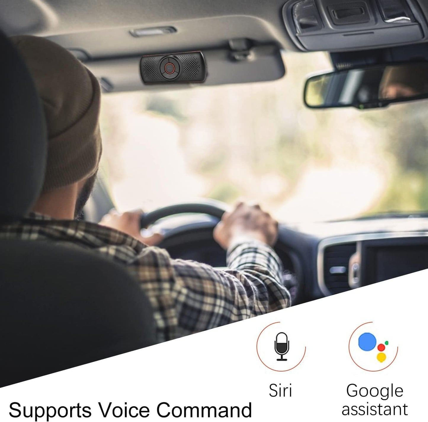 Bluetooth Car Speaker for Cell Phone HandsFree Bluetooth 5.0 CarKits 3W Loud Speakerphone for GPS Music,Wireless in Car Handsfree Speaker with Visor Clip,Supports Voice Command,TF Card Playback