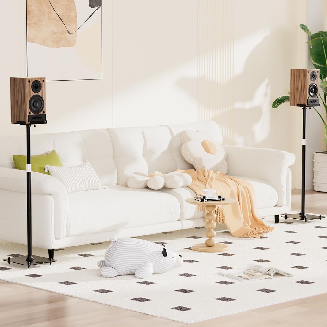 Universal Speaker Stand Pair for Surround Sound, Adjustable with Cable Management, Studio Monitor Stands 25° Tilt Angle, All-Metal Heavy Duty Holds up to 88 lbs, Bookshelf Speaker Stands