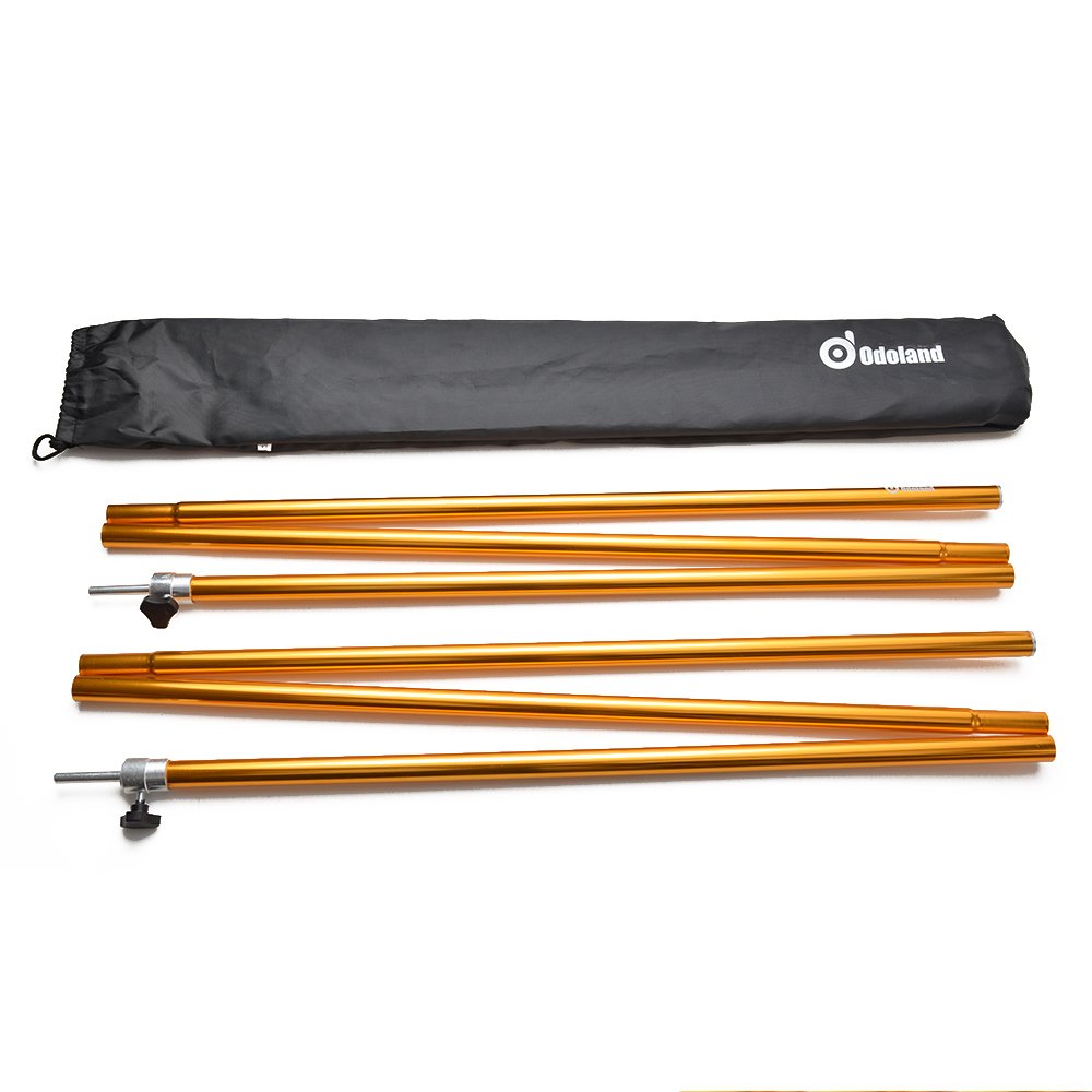 Odoland Adjustable Telescoping Aluminum Tarp and Tent Poles Set of 2 - Collapsible Lightweight for Camping, Backpacking, Hammocks, Sun Shade Shelters, and Awnings