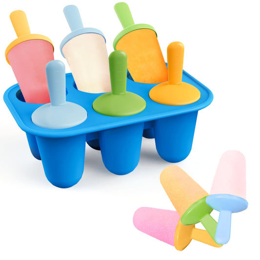 Lamesa Popsicles Molds Silicone, 6 Pieces BPA-Free Ice Pop Mold, Reusable Mini Toddler Popsicle Molds with Sticks, Homemade Small Popsicle Mold for Kids (Blue)