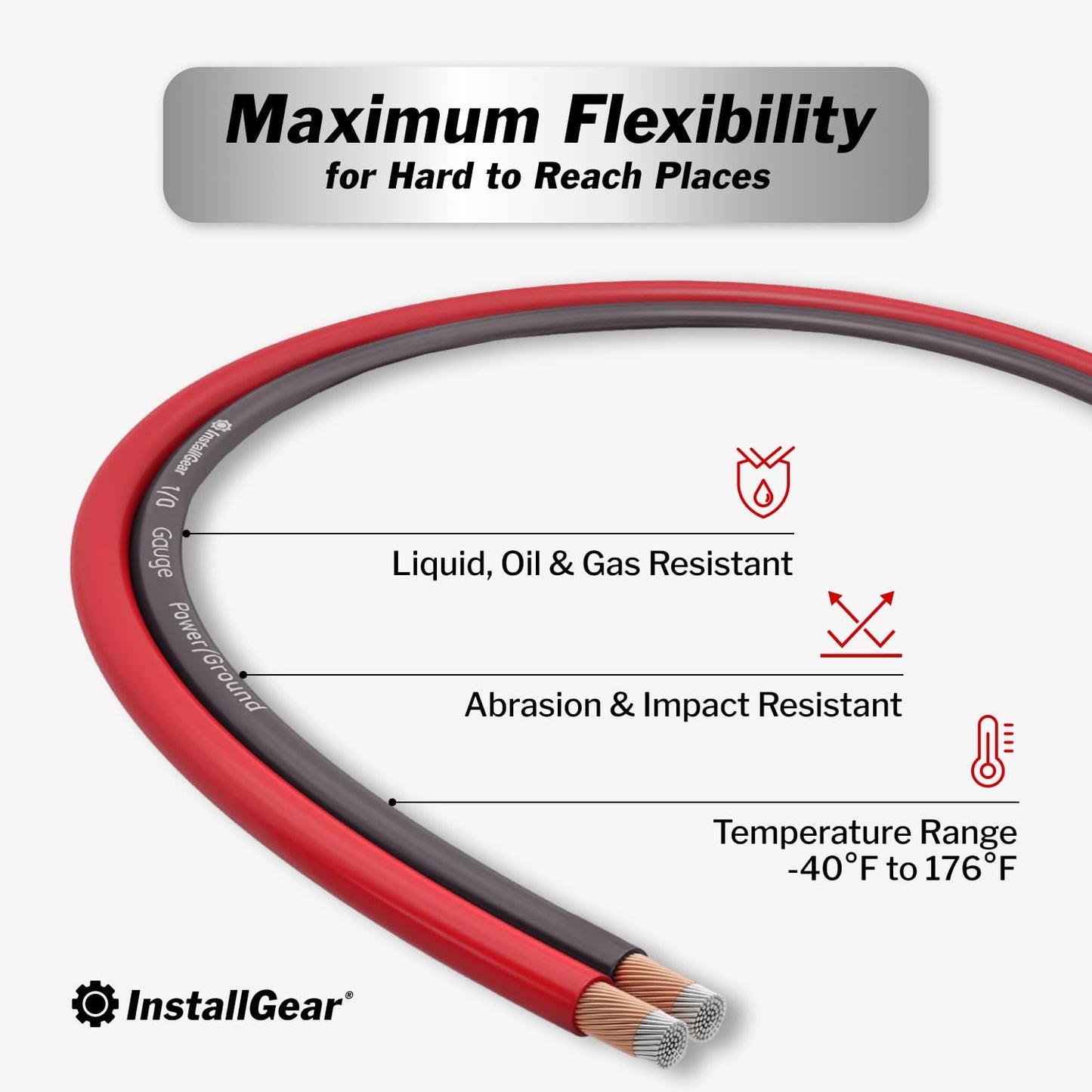 InstallGear 16 Gauge Speaker Cable - 100 ft True Spec Soft Touch Audio Wire for Car Stereos, Home Theater, Surround Sound - Flexible 16 AWG Speaker Wire - Easy Installation - Red/Black