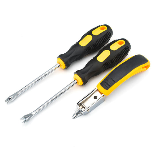 GEARLINTON Staple Remover for Upholstery and Construction Heavy Duty Tack Puller, Industrial Upholstery Tool for Home Improvement, Furniture, Floor, Carpet, Carton (3 in 1 Kit)