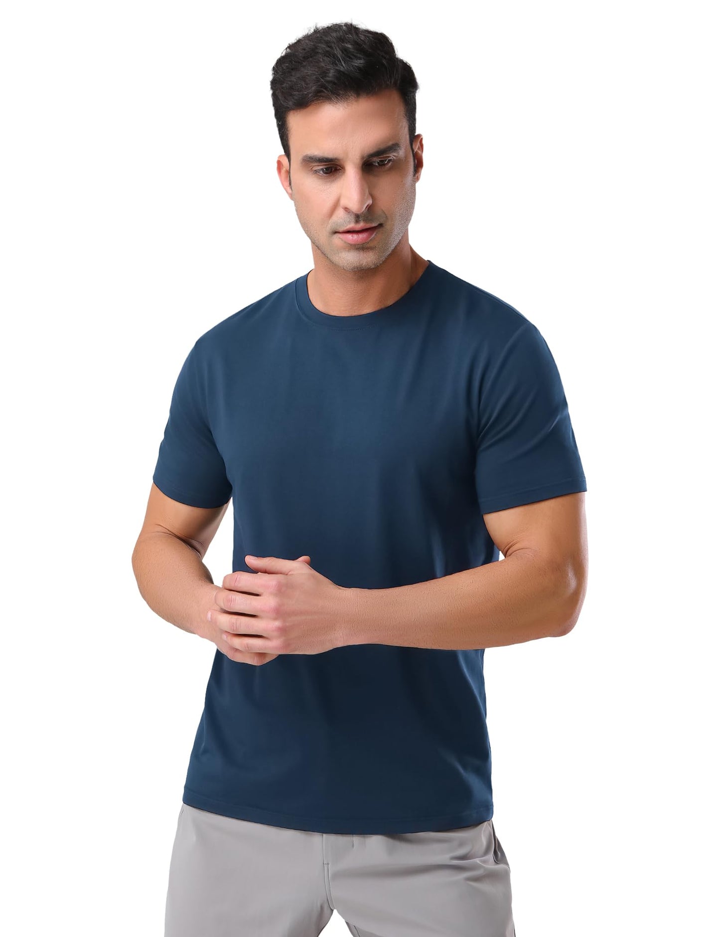 Pioneer Camp Mens Bamboo Viscose T Shirt Ultra Soft White Plain Tshirts for Men Cooling Crew Neck Casual Basic Tee Shirt