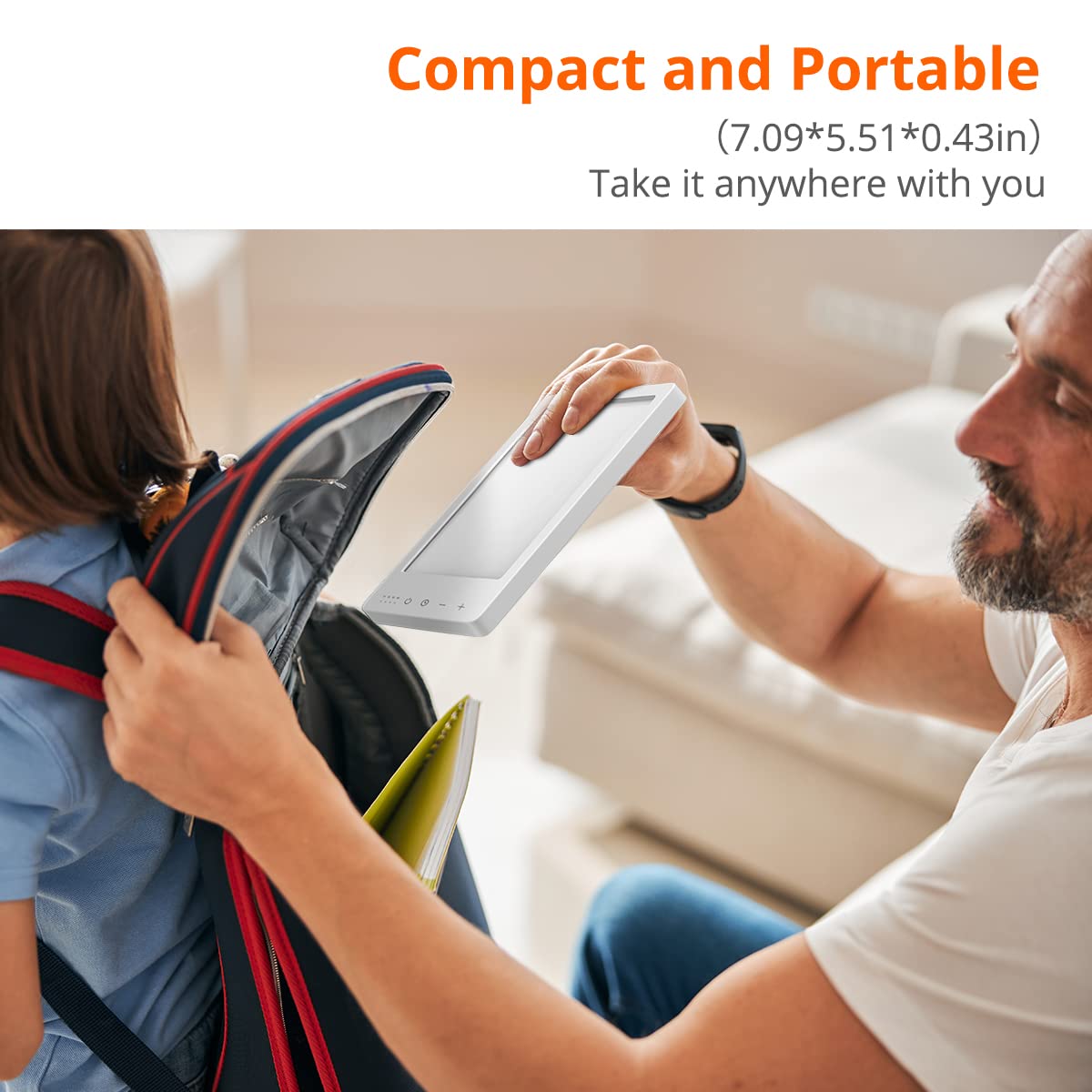 EasyHome Light Therapy Sun Lamp 10000 Lux LED Energy with 10 Adjustable Brightness Dual Color Temperature Adjustment White Warm Light 4 Timer and Memory Function