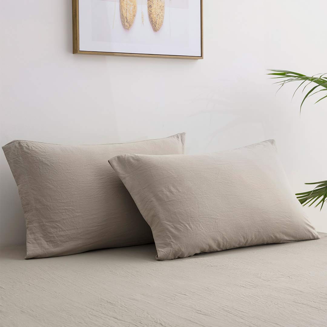 Lanest Housing Queen Sheet Set, 2400 Thread Count Soft Deep Pocket Microfiber Sheets, 4 Pieces Taupe Bedding Sheets & Pillowcases