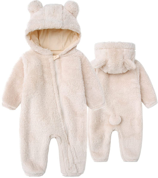 Newborn Baby Jumpsuit Hooded Fleece Rompers Long Sleeve Onesies Outwear Outfits