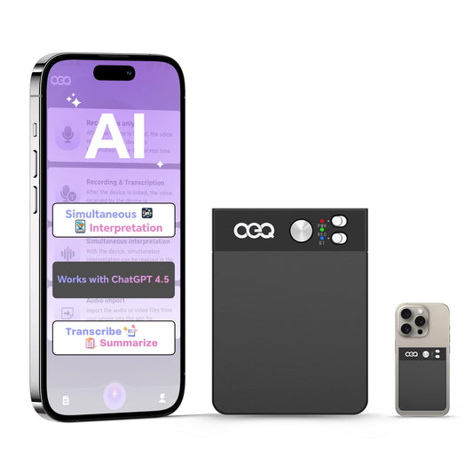 OEQ AI Smart Recorder with Simultaneous Interpretation & Real-timeTranscription,64GB AI Speech Processor Powered by ChatGPT 4.5 with App Control for Students/Creatives/Journalist in Meetings (Black)