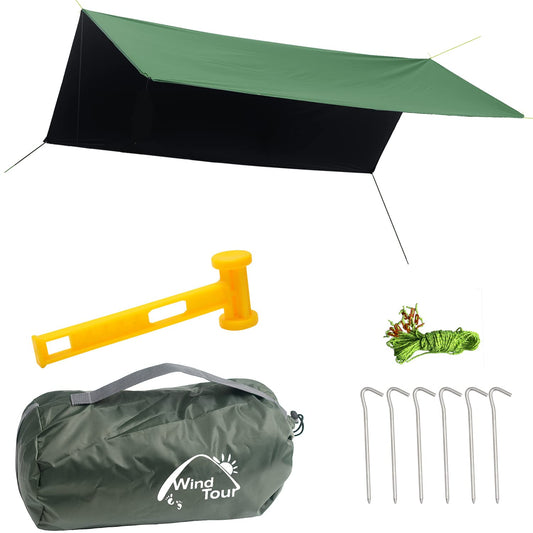 Wind Tour Portable Multifunctional Tent - Footprint, Traveling Awning, Rain Fly, Waterproof Shelter - Outdoor Camping Tarp & Sun Shelter for Hiking, Beach (118118 in)