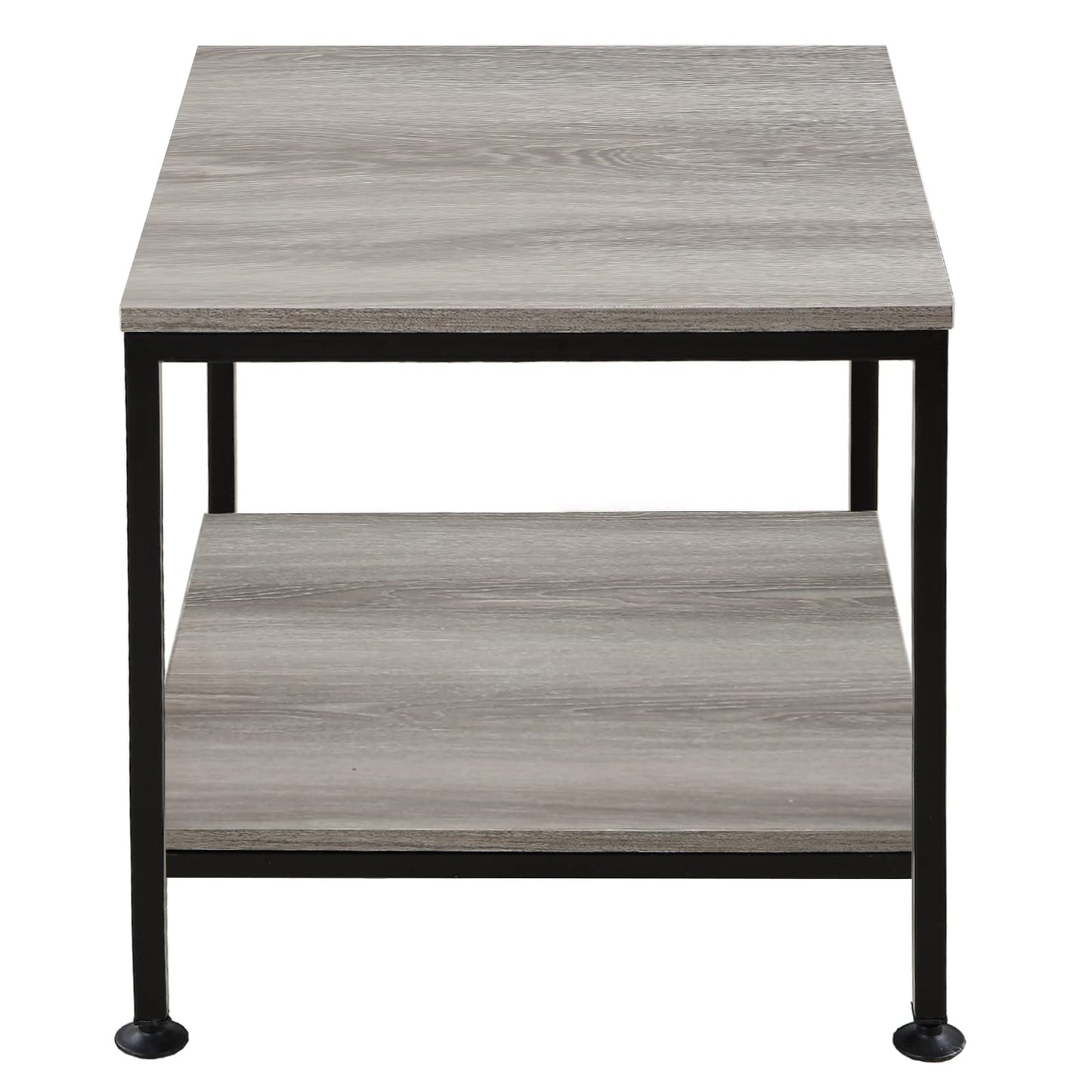 KirKical 20 Inch 2 Tiers Square End Table with Metal Frame, Rustic Grey Fridge Stand Side Table Sturdy Easy Assembly Simple Style for Living Room Bedroom, Slate Grey
