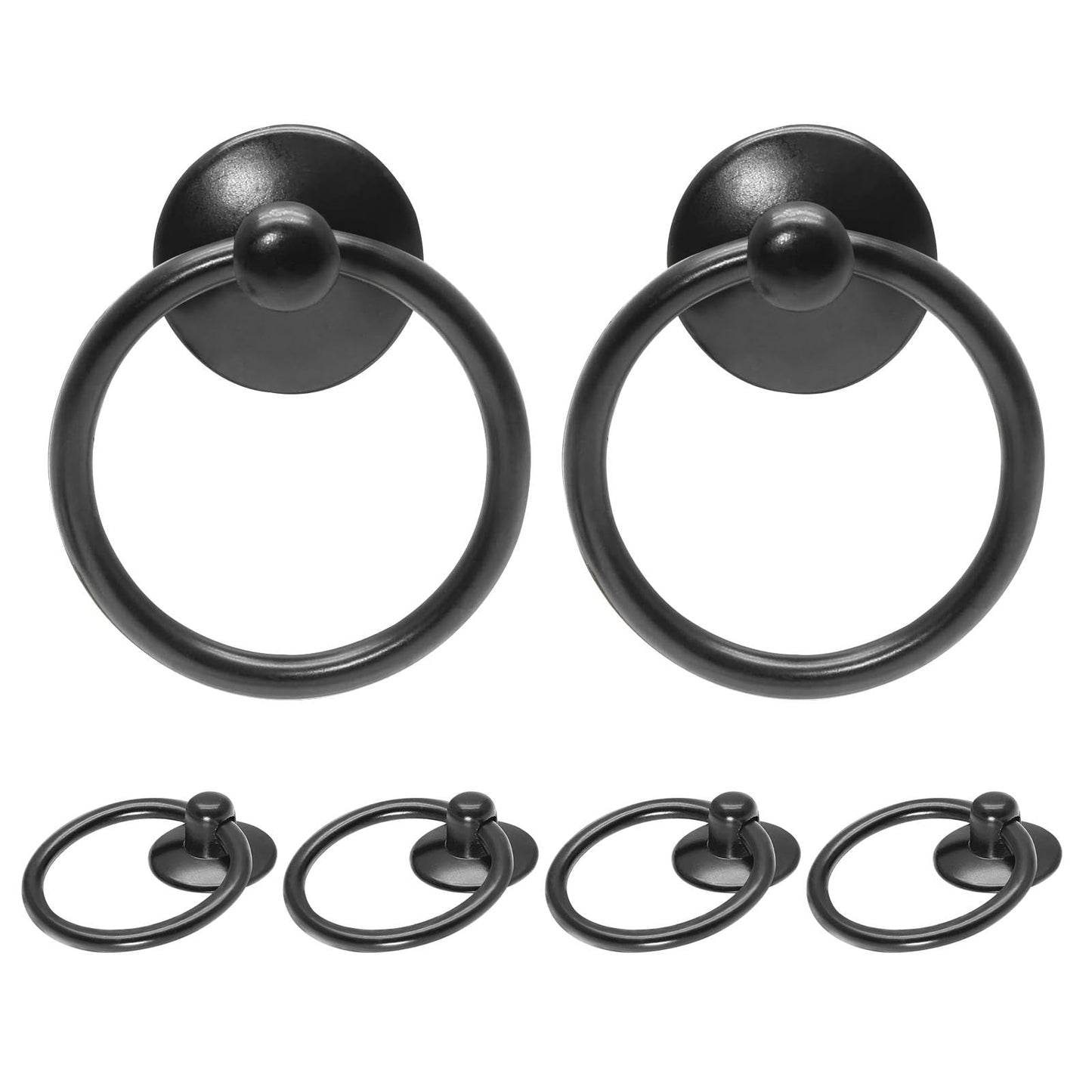 Zernmiarder 12pcs Black Drop Ring Drawer Pulls, Vintage Cabinet Ring Handles, Metal Drawer Knobs for Dresser Drawers Cupboards