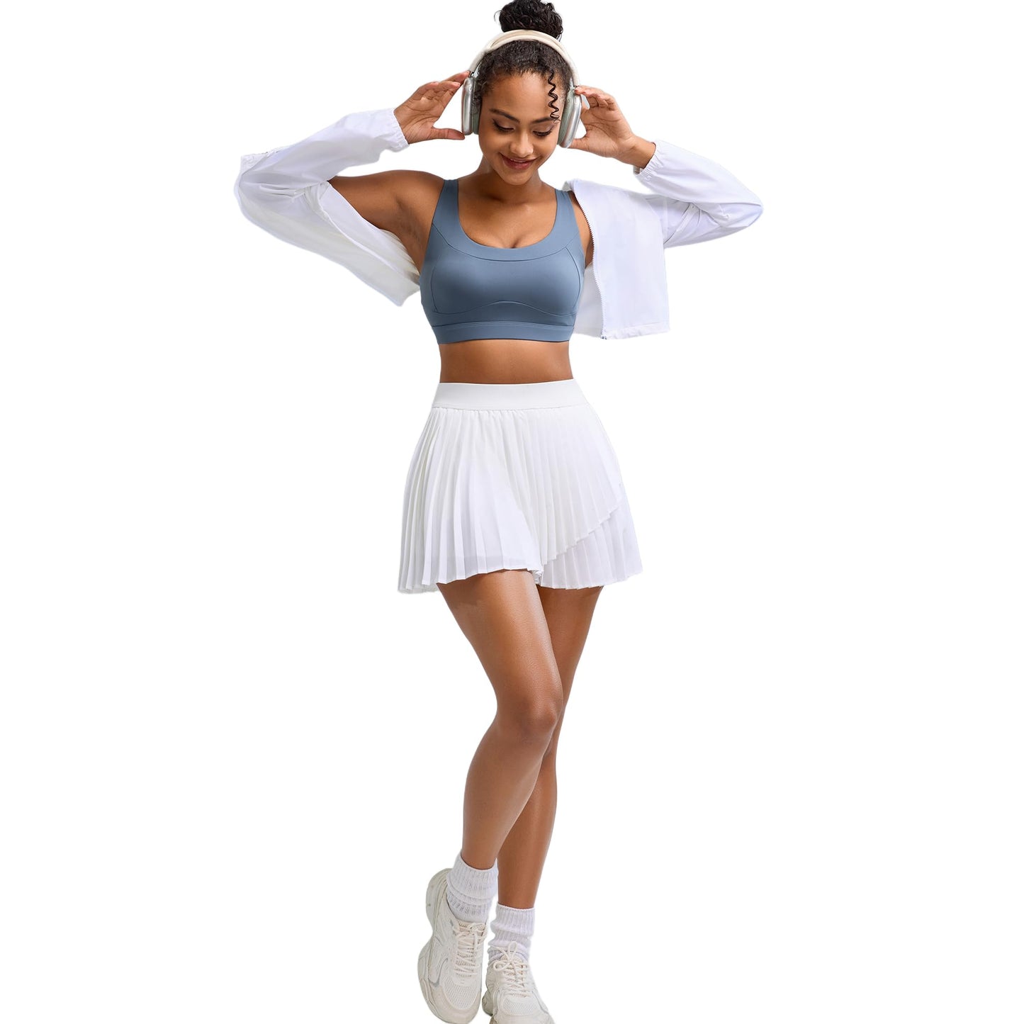 Vorcy High Impact Sports Bras for Women Running Bra Workout Bra U Back Sports Bra Scoop Neck Padded Blue