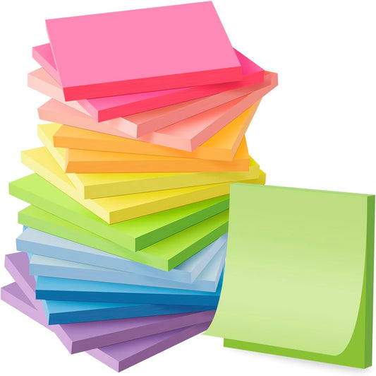 (16 Pack) Sticky Notes 3x3, Self-Stick Pads Bright Colors Sticky Note, Recyclable, Easy to Post for Home, Office, Notebook