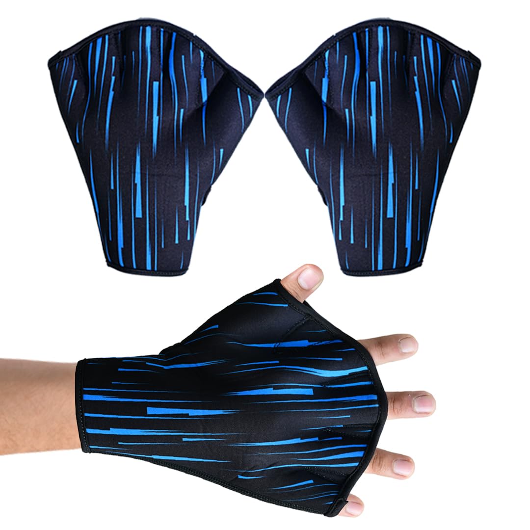 EFAH SPORTS Swimming Gloves Aquatic Swim Training Glove Neoprene Webbed Fitness and Water Aerobics Resistance Gloves for Men Women Children (Blue X-Small)