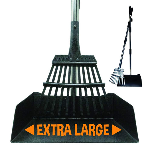 Bodhi Dog Pooper Scooper for Large Dogs - Heavy Duty Metal Poop Scoop w/Long Handle Tray & Rake - Dog Poop Scooper for Yard, Grass, Street, Gravel & Outdoor Areas - Pet Waste Cleanup Tool