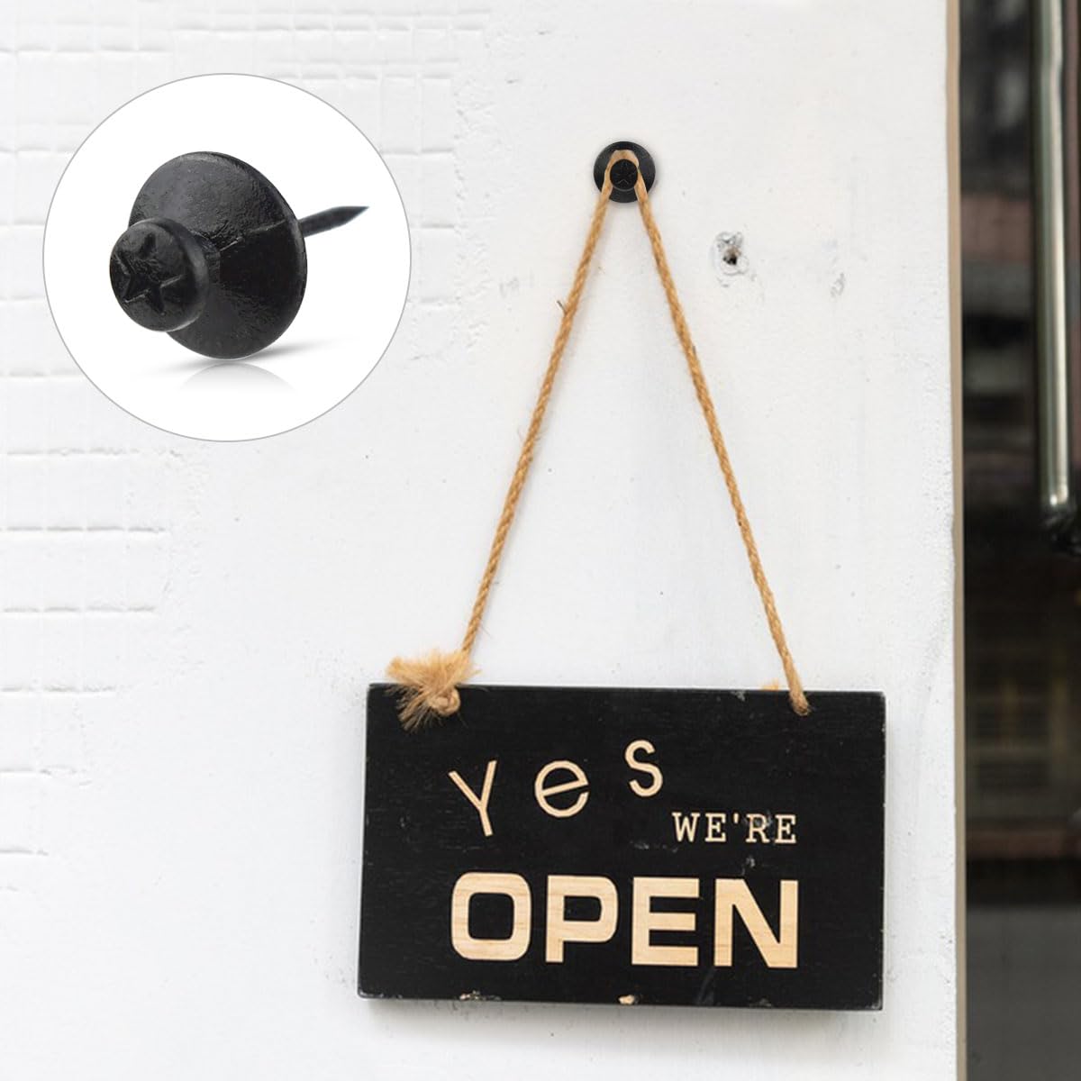 30 Pieces Double Headed Picture Hangers Nails Picture Hanging Tacks for Wall Decorative Small Nails Pins for Photo Push Pins Thumb Tack Hanging Hook Pins for Home & Office Decorations (Black)