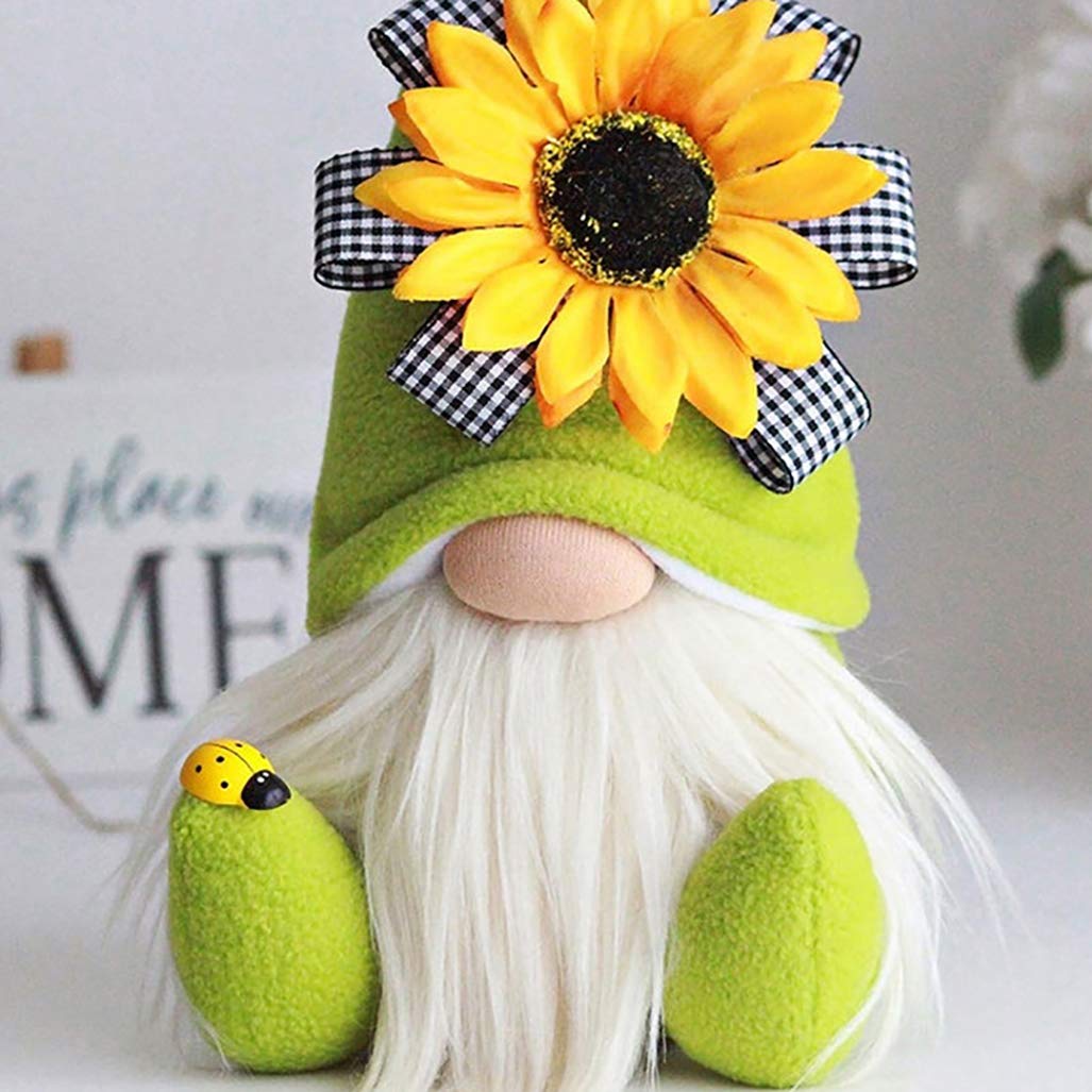MACLARONX Sunflower Gnomes Spring Summer Plush Dolls Gnome Decorations Cute Swedish Tomte Nisse Ornaments for Home Tiered Tray Party Decor, Set of 2