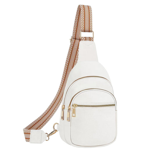 Hionion Small Leather Sling Bags for Women Fashion Crossbody Backpack Purse Sling Crossbody Bags White