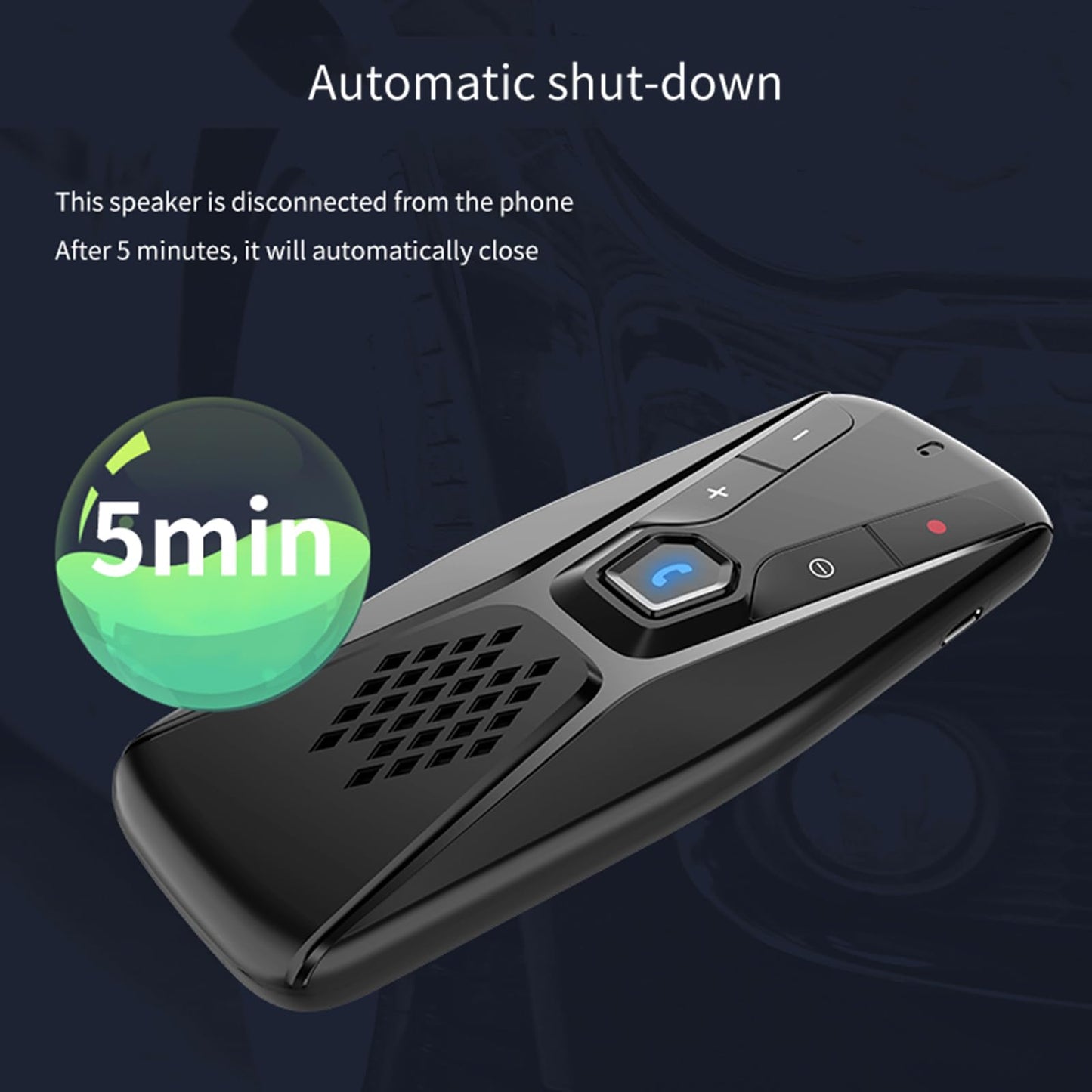 Docooler Car Bluetooth Speaker for Cell Phone, Portable Bluetooth Handsfree Car Kit Wireless in Car, in-Car Sun Visor Mounted Speakerphone with Visor Clip & Mic - Black