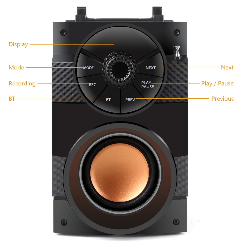 TAMPROAD Portable Bluetooth Speakers with Subwoofer Rich Bass Wireless Outdoor/Indoor Party Speakers MP3 Player Powerful Speaker Support Remote Control FM Radio for Phone Computer PC Home TV