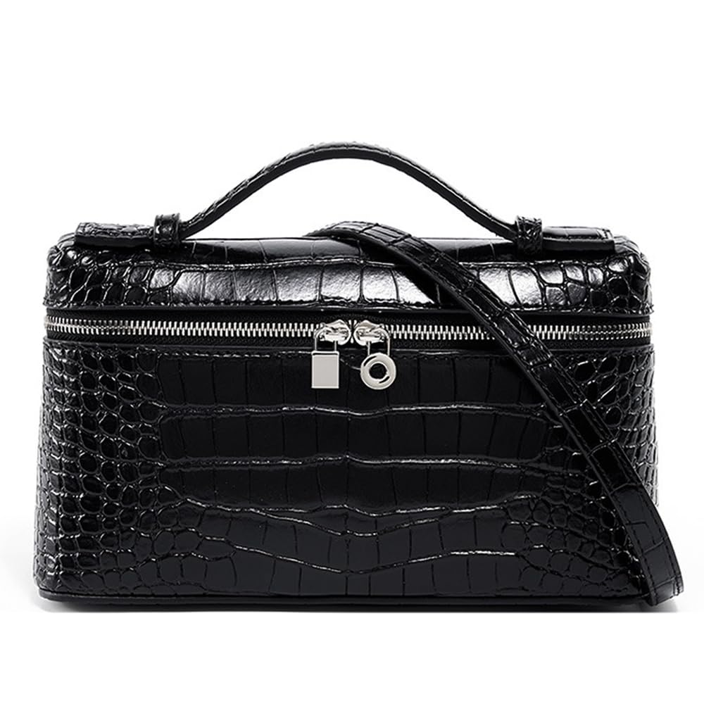 Rejolly Crossbody Bag for Women Small Top-Handle Pouch Purse Designer Shoulder Handbag Quiet Luxury Leather Trendy Purse Crocodile Black