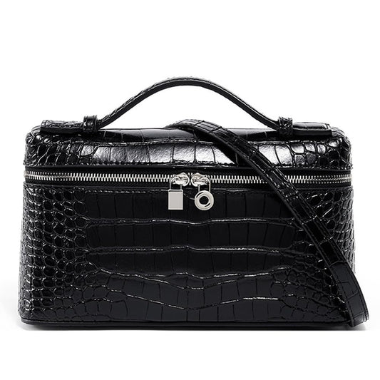 Rejolly Crossbody Bag for Women Small Top-Handle Pouch Purse Designer Shoulder Handbag Quiet Luxury Leather Trendy Purse Crocodile Black