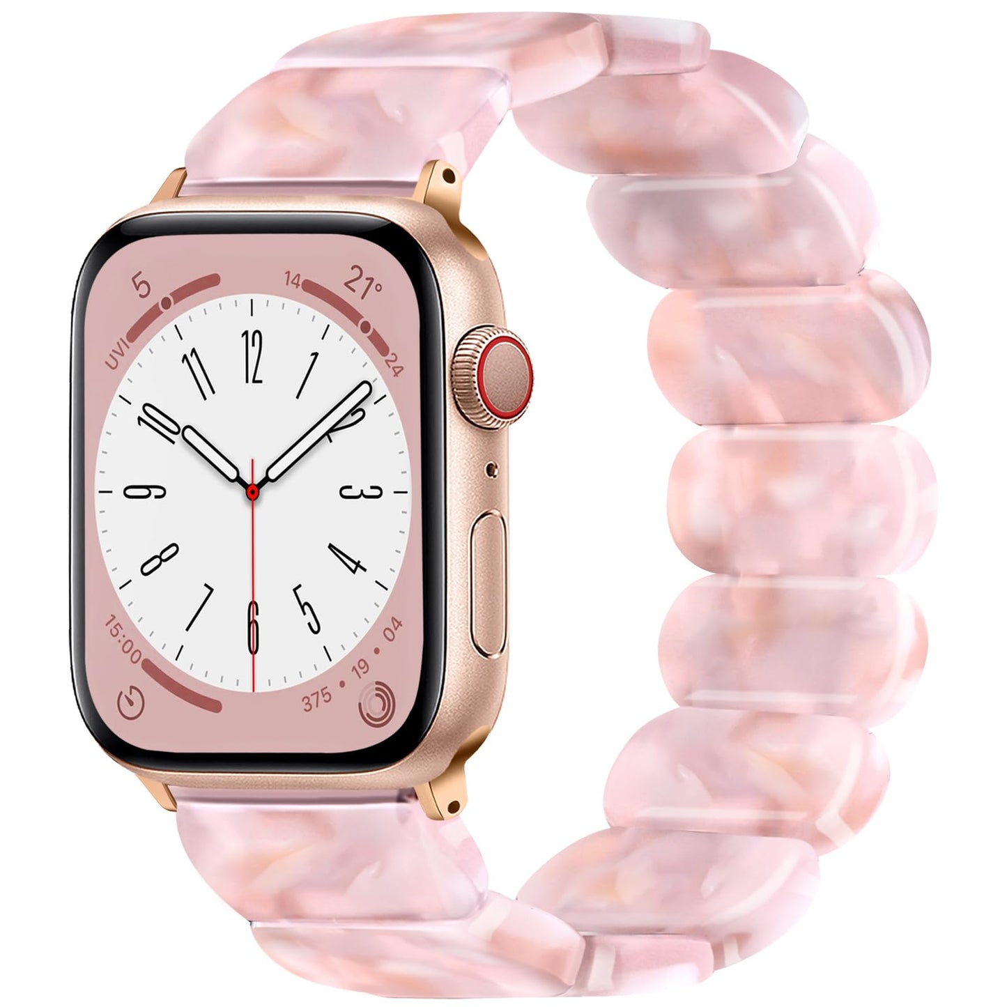 IMIVIO Stretchy Resin Watch Band Compatible with Apple Watch for Women 38mm 40mm 41mm, Light Waterproof Strap for iWatch Bands Series 10 9 8 7 6 5 4 3 2 1 SE, Floral Pink, S/M