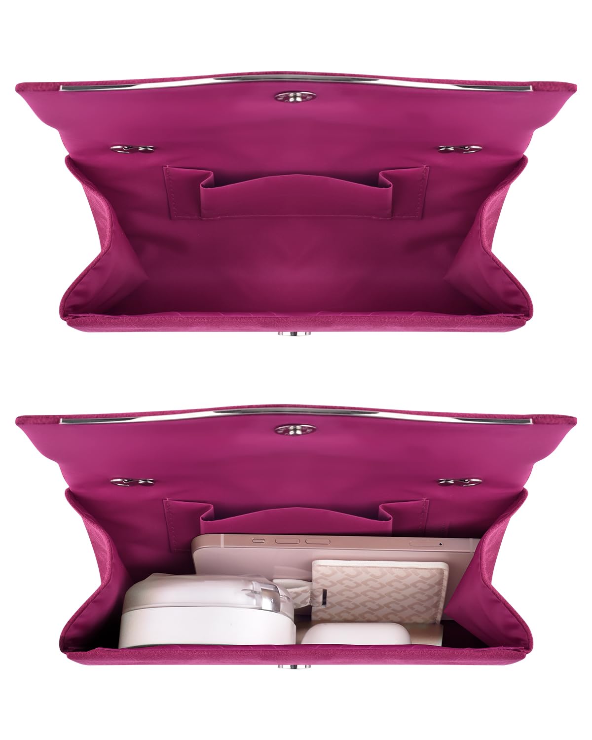 TINDTOP Clutch Purses for Women, Formal Evening Bags Suede Shoulder Envelope Party Handbags Wedding Cocktail Prom Clutches (Rose)