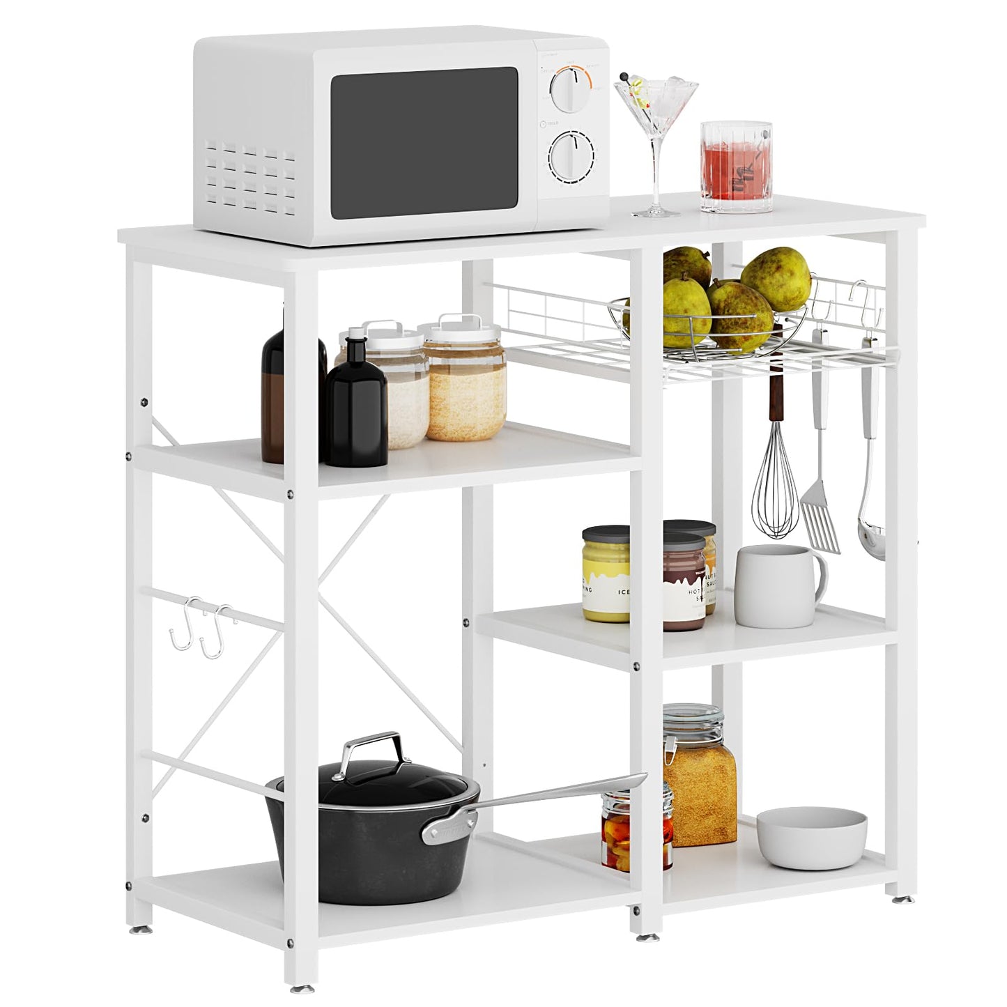 soges 3-Tier Kitchen Baker's Rack Utility Microwave Oven Stand Storage Cart Workstation Shelf, White