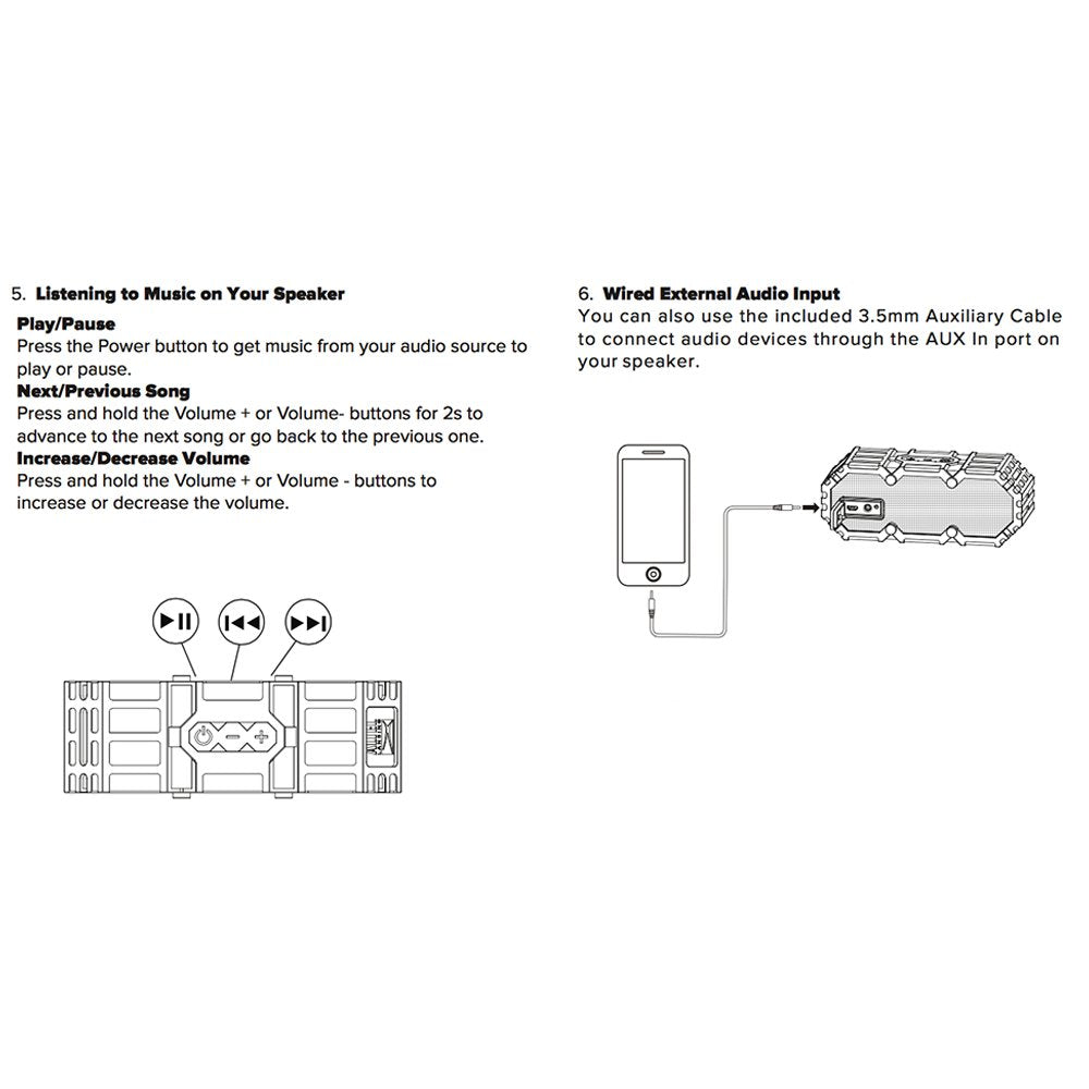 Altec Lansing Jacket H2O 2 - Waterproof Bluetooth Speaker with 3.5mm Aux Port, IP67 Certified & Floats in Water, Compact & Portable Speaker for Travel & Outdoor Use, 8 Hour Playtime