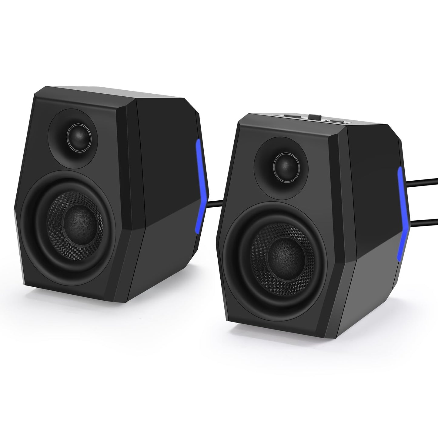 Sanyun SW209 36W Computer Gaming PC Speakers - 2.75" Fiberglass Woofer and Silk Dome Tweeter - Built-in 24bit DAC Dynamic 3D Surround Sound - Bluetooth 5.2 USB 3.5mm Aux Inputs - RGB Light - Black