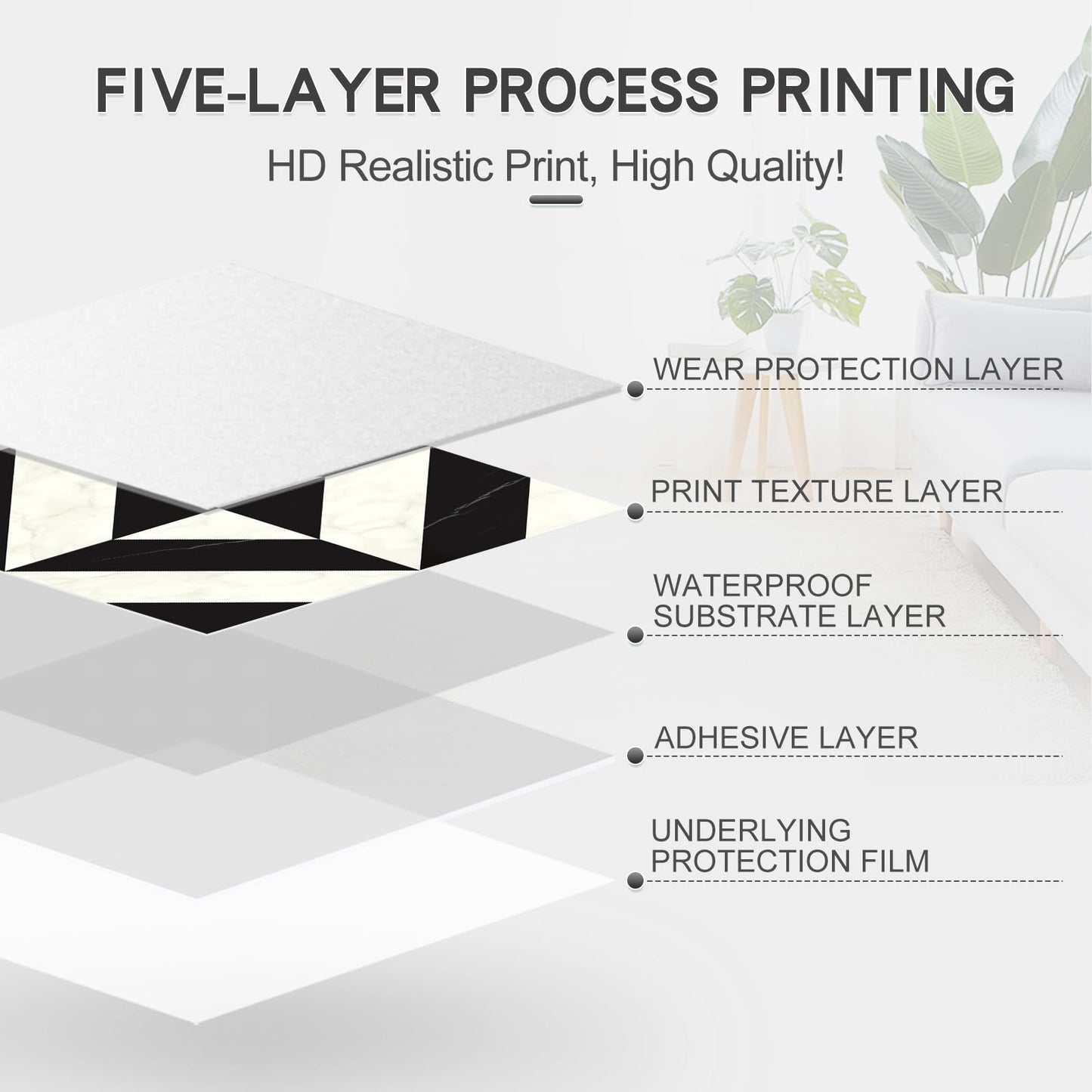 MORCART Peel and Stick Floor Tile - 20 PCS, 11.8" x 11.8" Vinyl Flooring - Waterproof Self-Adhesive Tile Sticker for Bathroom, Kitchen, Dining Room, Bedrooms - Cover 19.4 Sq. Ft, Black & White Marble