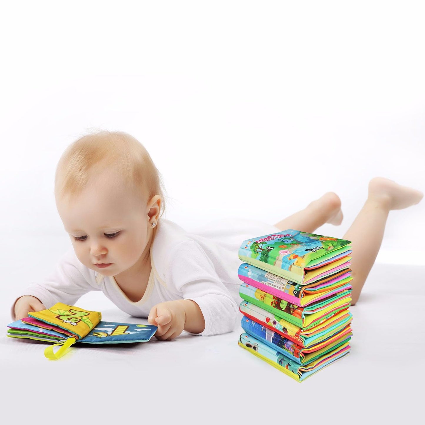 teytoy My First Soft Book,Nontoxic Fabric Baby Cloth Books Early Education Toys Activity Crinkle Cloth Book for Toddler, Infants and Kids Perfect for Baby Shower -Pack of 6